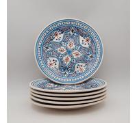Lot de 6 assiettes plates Marocain turquoise - D 24 cm