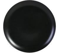 Lot de 6 assiettes rondes BANCA en fine porcelaine Noir, assiettes plates de presentation pour desserts, salades et gâteaux - diamètre 32 x hauteur