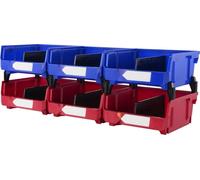 lot de 6 bacs à bec gerbables - bacs à bec gerbables Caisses de stockage - bleu/rouge