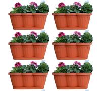 lot de 6 bacs à fleurs de 40 cm Bac à plantes en terre cuite au design ondulé, y compris soucoupes d'arrosage assorties
