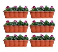 lot de 6 bacs à fleurs de 60 cm Bac à plantes en terre cuite au design ondulé, y compris soucoupes d'arrosage assorties
