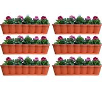 lot de 6 bacs à fleurs de 80 cm, jardinière en terre cuite au design ondulé, y compris soucoupes d'arrosage assorties