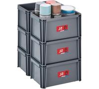 Lot de 6 bacs en plastique - robustes et solides, empilables et modulables - parfaits pour l'atelier, les projets de bricolage ou le transport
