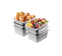 Lot de 6 bacs gastronorme GN 1/2 inox - 9,3L, profondeur 14,8cm, résistant chaleur/froid, pour fours, réfrigérateurs, restauration