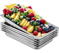 Lot de 6 bacs pour table à vapeur 20,9 x 12,8 x 2,6 pouces de profondeur Bac pour table à vapeur pleine grandeur 8,5 L Contenant alimentaire profond Plateau de four en acier inoxydable Bacs pour hôtel
