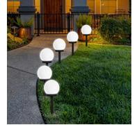 Lot de 6 balises LED solaires, LED RVB, lampes solaires d'extérieur en forme de globe lumineux sur piquet pour jardin, allée
