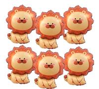 Lot de 6 ballons à l'hélium en forme de lion, zoo, animal, ballons de fête, ballons de fête de dessin animé, ballons de forêt, safari de la jungle, décoration de fête d'anniversaire