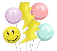 Lot de 6 ballons colorés en forme de visage souriant de 58,4 cm pour décoration de fête d'anniversaire souriante, décoration de fête Y2K, fête d'anniversaire de fille, décorations de fête de mariage