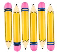 Lot de 6 ballons en forme de crayon gonflables en PVC 68 cm (26, 7 pouces) jaunes pour la rentrée scolaire ou une fête remise diplômes. Décoration gonflable idéale pour l'école.