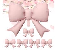 Lot de 6 ballons en forme de nœud rose - Décoration de mariage, décoration de vacances, pour la maison, l'école, une fête d'anniversaire, une douche nuptiale, un mariage, une remise de diplôme, une