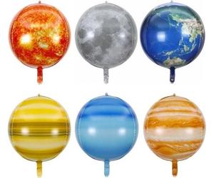 Lot de 6 ballons planètes de l'espace, 56 cm, ballons planètes 4D, décoration pour anniversaire d'enfant, ballons planètes, Soleil, Terre, décoration sur le thème de l'espace, ballons en aluminium pou