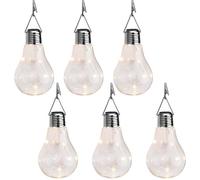 Lot de 6 bandes lumineuses solaires d'extérieur (3,5 x 3,5 x 15 cm) 6 ampoules LED fil de cuivre étanche avec clips pour