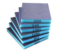 Lot de 6 blocs de ponçage multi-grains 118 x 98 mm | Assortiment de 6 grains 60-320, utilisation humide et sec, noyau en mousse flexible, s'adapte à la paume de la main, bois