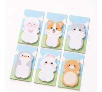 Lot de 6 blocs-notes adhésifs en forme d'animal de dessin animé, chat | Lot de 6 mémos adhésifs en forme d'animal - Motifs mignons - Repositionnables - Pas de déchirure - Pour notes/marquage/rappel