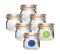 Lot de 6 bocaux de 500 ml avec couvercle - Bocaux métalliques de qualité supérieure avec anneau en caoutchouc, hermétiques, parfaits pour la conserve, le stockage, la fermentation, la confiture, le