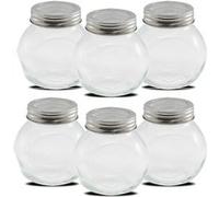 Lot de 6 bocaux hermétique à épices, pot rond avec couvercle en acier pour conservation d'épices graines herbes, sel, poivre, café, capacité 210 iamètre 7.5 x Hauteur 8 cm -JUANIO- Transparent G