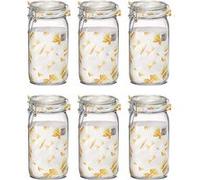 Lot de 6 bocaux hermétiques à bouchon mécanique, bocal pot de conservation, jarre en verre, capacité 1.5 L - Diamètre 10.6 x Hauteur 22 cm -JUANIO- Transparent G