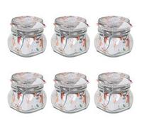 Lot de 6 bocaux hermétiques à bouchon mécanique, bocal pot de conservation, jarre en verre, capacité 50 iamètre 10.6 x Hauteur 10 cm -JUANIO- Transparent G