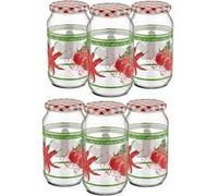 Lot de 6 bocaux hermétiques, récipient de conservation transparent, bocal pot pour sauce en verre avec couvercle, capacité 1 L - Diamètre 10 x Hauteur 18 cm - JUANIO - Transparent G