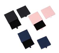 Lot de 6 Boîte Cadeau Bijoux Tiroir Carton 8x8x1.7cm avec Mousse Noir Bleu Rose Clair Petite Boîte à Bijoux Vide pour Bagues Boucles d'Oreilles Colliers Emballage Cadeaux Anniversaire Mariage Fête