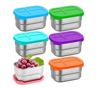 Lot de 6 boîtes à goûter réutilisables en acier inoxydable avec couvercles | Petite boîte alimentaire réutilisable en métal pour déjeuner, salade, pique-nique, crèche, école, enfants, garderie, cuisine