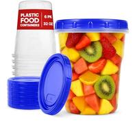 Lot de 6 boîtes à soupe en plastique avec couvercles à visser - (947,2 g) - [6 paquets] - Récipients hermétiques pour soupe et nourriture à emporter