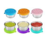 Lot de 6 Boîtes à Vinaigrette de 50 ml en Acier Inoxydable - Qualité Alimentaire, Avec Couvercle, Mini Récipients Réutilisables pour Sauce