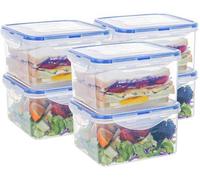 Lot de 6 boîtes alimentaires EASYLOCK, grandes boîtes alimentaires en plastique avec couvercles, hermétiques, étanches, sans BPA, ensemble de cuisine, adaptées au réfrigérateur et au congélateur, 1 25