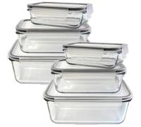 Lot de 6 Boîtes de Conservation Gigognes Hermétiques en Verre avec Couvercles Clips - Plats Ultra Résistants à la Chaleur 210°C