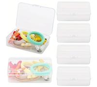 Lot de 6 boîtes de rangement avec couvercle - Petite boîte de rangement transparente - Mini boîtes vides - Accessoires de bricolage - Boîte en plastique avec couvercle pour perles, bijoux, vis