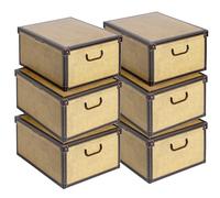Lot de 6 Boîtes de Rangement Brun Géographique 40×50×25 cm - Carton Épais, Made in Italy, Design Italien Élégant - Faciles à Monter, Solides, avec Poignées