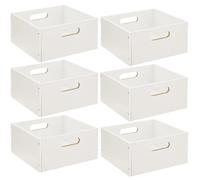 Lot de 6 Boîtes de rangement carrée en MDF - L. 31 x H. 15 cm - Blanc