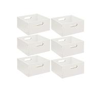 Lot de 6 Boîtes de rangement carrée en MDF - L. 31 x H. 15 cm - Blanc