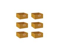 Toilinux.com Lot de 6 boites de Rangement rectangulaires en Tissu MIX'N MODUL - L.31 x l.31 x H.15 cm - Moutarde