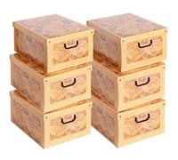 Lot de 6 Boîtes de Rangement Carte Géographique 40×50×25 cm - Carton Épais, Made in Italy, Design Italien Élégant - Faciles à Monter, Solides, avec Poignées