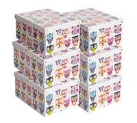Lot de 6 Boîtes de Rangement Chouettes 39×50×24 cm - Carton Rigide, Made in Italy, Élégantes et Résistantes - Faciles à Monter, Design Italien, Poignées Incluses