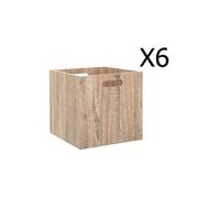 Lot de 6 Boites de rangement en bois Naturel - L. 30.5 x P. 30.5 x H. 30.5 cm --
