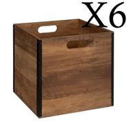 Lot de 6 boites de rangement en MDF - Longueur 31 x Profondeur 31 x Hauteur 31 cm