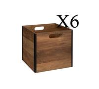 Lot de 6 boites de rangement en MDF - Longueur 31 x Profondeur 31 x Hauteur 31 cm