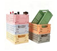 Lot de 6 Boîtes de Rangement en Plastique,25x16x10 cm Cagette Plastique Pliable,Panier de Rangement pour la Cuisine, la Salle de Bain, le Bureau, la Papeterie, les Médicaments, les Cosmétiques