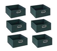 Lot de 6 boites de rangement en tissu - 31x31x15cm - Bleu Pétrol