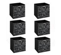 Lot de 6 boites de rangement en tissu Botanical - 31x31x31cm - Noir
