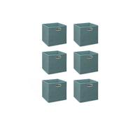 Toilinux - Lot de 6 boîtes de rangement en tissu MIX 'N MODUL - L.31 x l.31 x H.31 cm - Bleu chiné - MIX 'N MODUL Bleu G