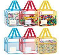 Lot de 6 Boîtes de Rangement Jouets pour Ranger Lego (XXL) | avec étiquette nominative et instructions(français non garanti) Étanche,En PVC transparent ,Avec fermeture éclair