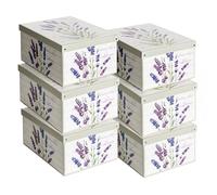 Lot de 6 Boîtes de Rangement Lavande 39×50×24 cm - Parfum Doux, Carton Rigide, Made in Italy - Élégantes et Solides, Design Italien, Faciles à Monter