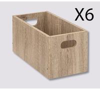 Lot de 6 boites de rangement, paniers de rangement en bois coloris naturel - Longueur 15 x Profondeur 31 x Hauteur 15 cm