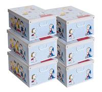 Lot de 6 Boîtes de Rangement Peanuts 39×50×24 cm - Carton Durable, Peanuts Officiel, Made in Italy - Faciles à Monter, Design Amusant, Poignées Renforcées