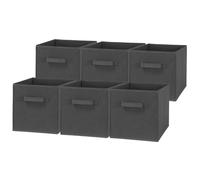 Lot de 6 Boîtes de Rangement Pliables en Tissu Noir, Sans Couvercle, avec Poignées, Cubes de 31 cm pour Armoire, Étagère ou Salon