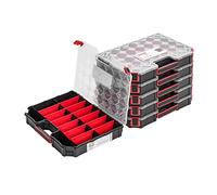 Lot de 6 boîtes de rangement pour petites pièces - 284 x 390 x 60 mm - Boîte de tri avec couvercle transparent - Mallette à outils avec compartiments amovibles