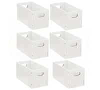 Toilinux - Lot de 6 boîtes de rangement rectangulaires - L.31 x l.15 x H.15 cm - Blanc